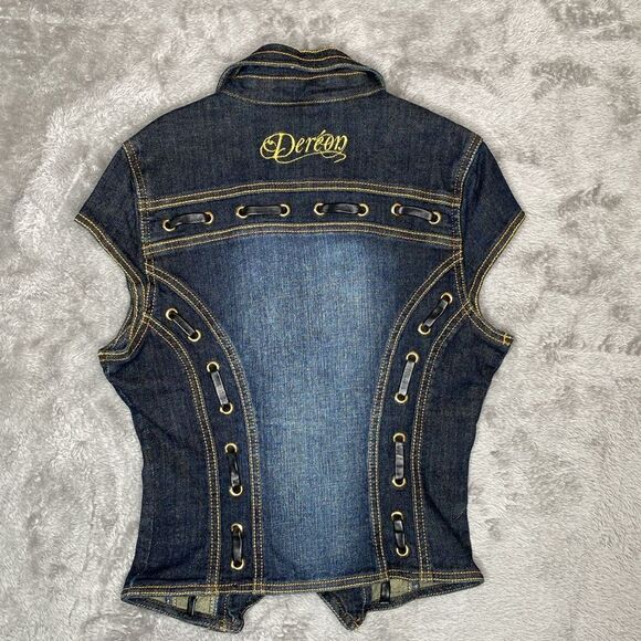 Dereon Blue Denim Vest with Zipper - Picture 2 of 10